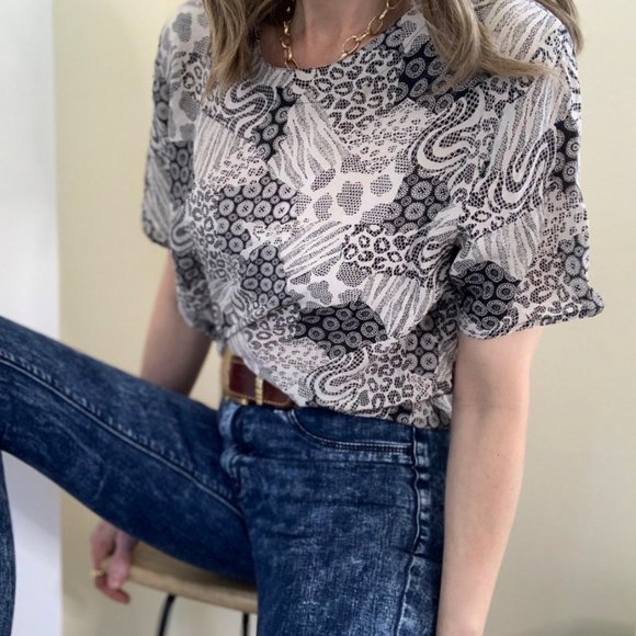 Vintage Tops - Vintage Boxy Silk Tee Blouse